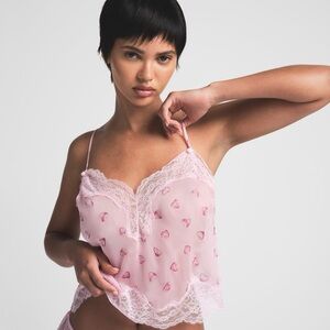 SKIMS Romance Lace Silk Pink Cami S